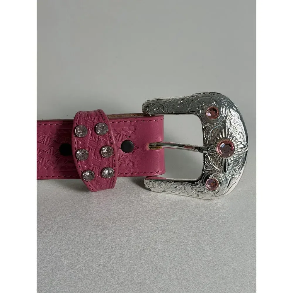 Tony Lama Women’s Pink Western Bling Rhinestone Belt Sz 34 C50361 Stud
